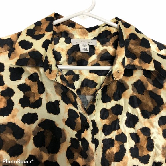 Topshop Leopard Print Button Down Shirt - Picture 2 of 7